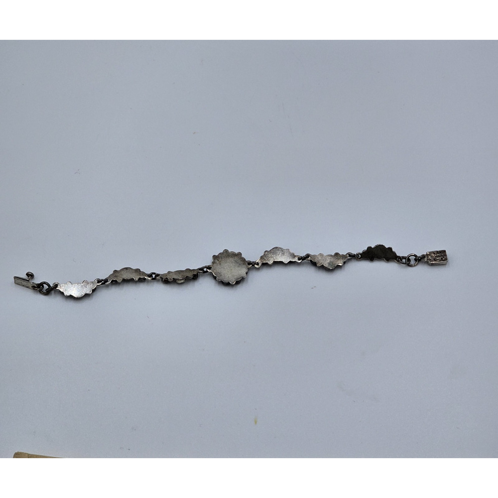 Vintage Taxco Sterling Silver Flower Floral Bib Necklace Bracelet Set Mexico - Picture 6 of 15